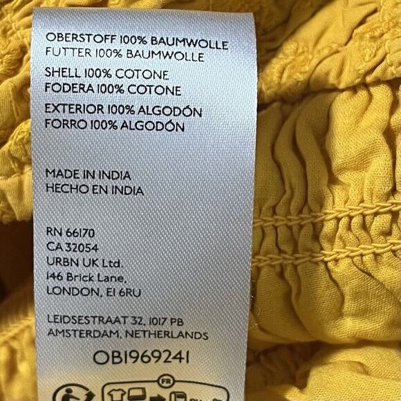 Anthropologie Peregrine Eyelet Wide Leg Jumpsuit Size M TALL Yellow Smocked NEW - Picture 9 of 10